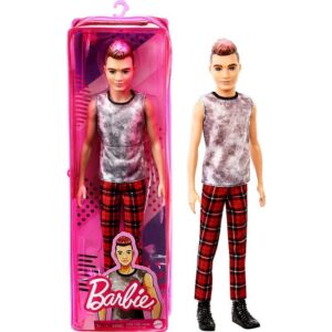 Lalka Barbie Fashionistas Ken Spodnie czerwona kratka