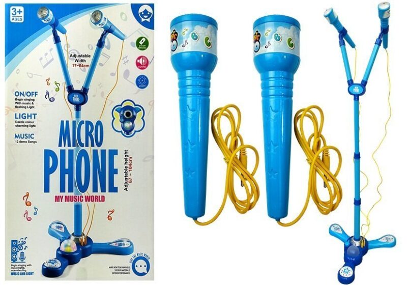 Mikrofone Karaoke Set Blau Stativ