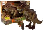 Beweglicher Tyrannosaurus-Dinosaurier mit Dampfpistole heller Ton grün