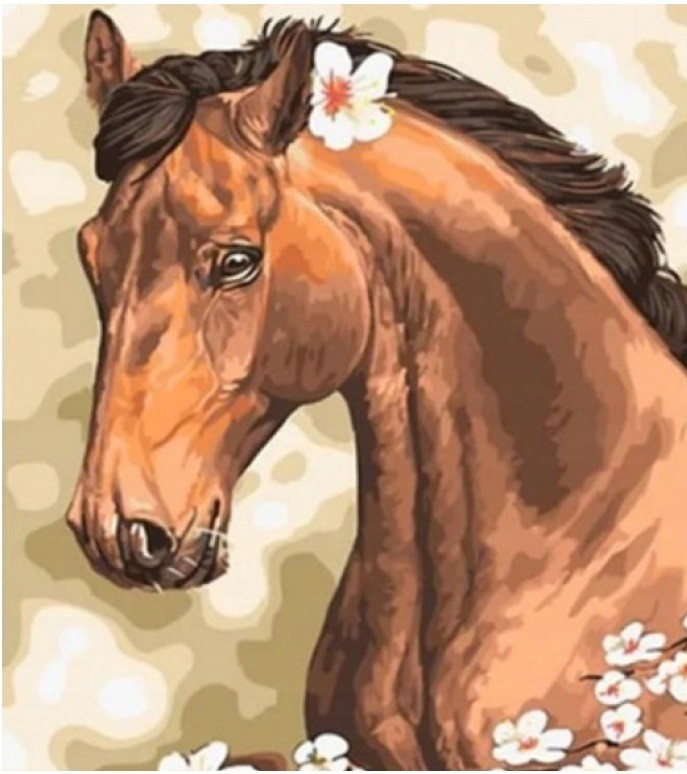 Diamentowa mozaika - Koń z kwiatkiem