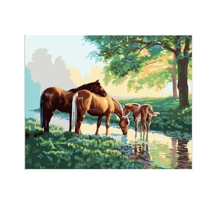 Diamentowa mozaika - Konie nad rzeką