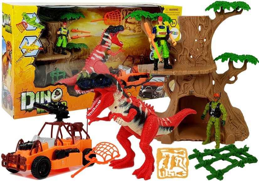 Dinosaurier Welt Figuren Set Fahrzeug Buggy Baum Skelette Sound