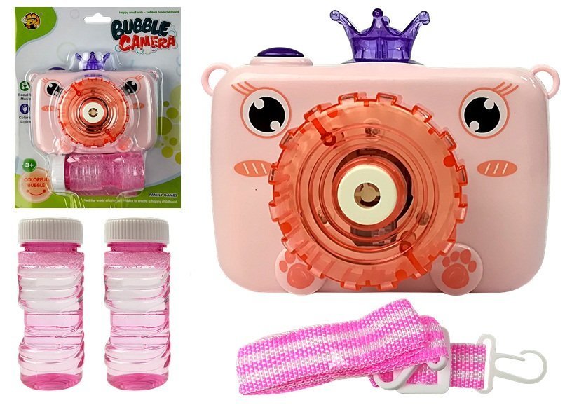 Kamera bläst Seifenblasen Batterie Pink Bubble Generator