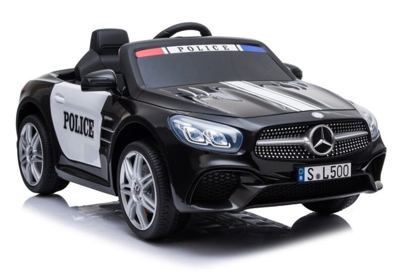 Kinderauto Mercedes SL500 Polizei Schwarz Ledersitz EVA-Reifen 2x45W