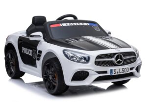 Kinderauto Mercedes SL500 Polizei Weiß Ledersitz EVA-Reifen 2x45W
