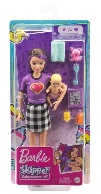 Lalka Barbie Opiekunka + bobas + akcesoria GRP11