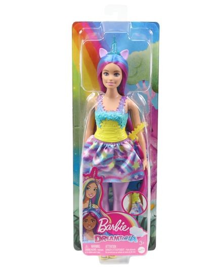 Lalka Jednorożec niebiesko-fioletowa Barbie Dreamtopia