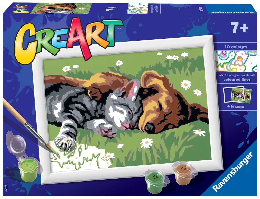 Malowanka CreArt dla dzieci Śpiący kotek z pieskiem