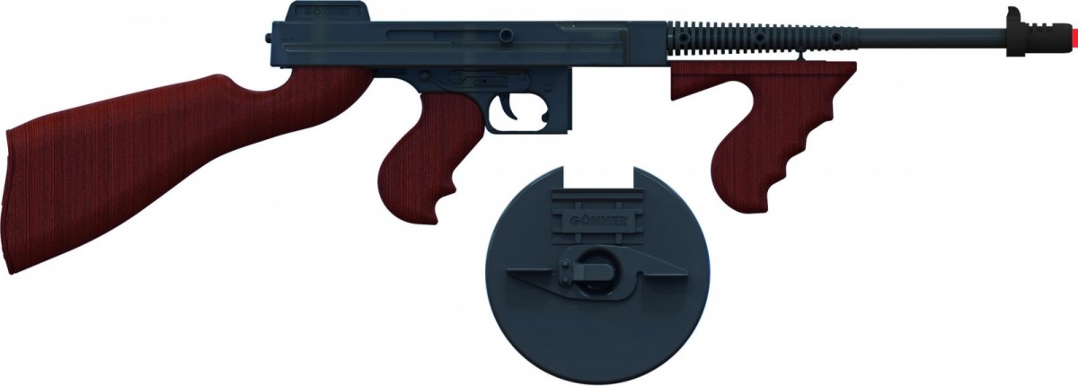 Metalowy pistolet gangsterski 8 naboi (Gonher)