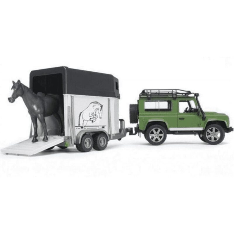 Pojazd Land Rover z przyczepą dla konia i figurką