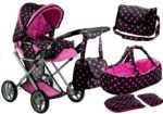 Puppenwagen Alice Kinderwagen Puppe Babytrage Set Puppenkarre Wagen Schwarz