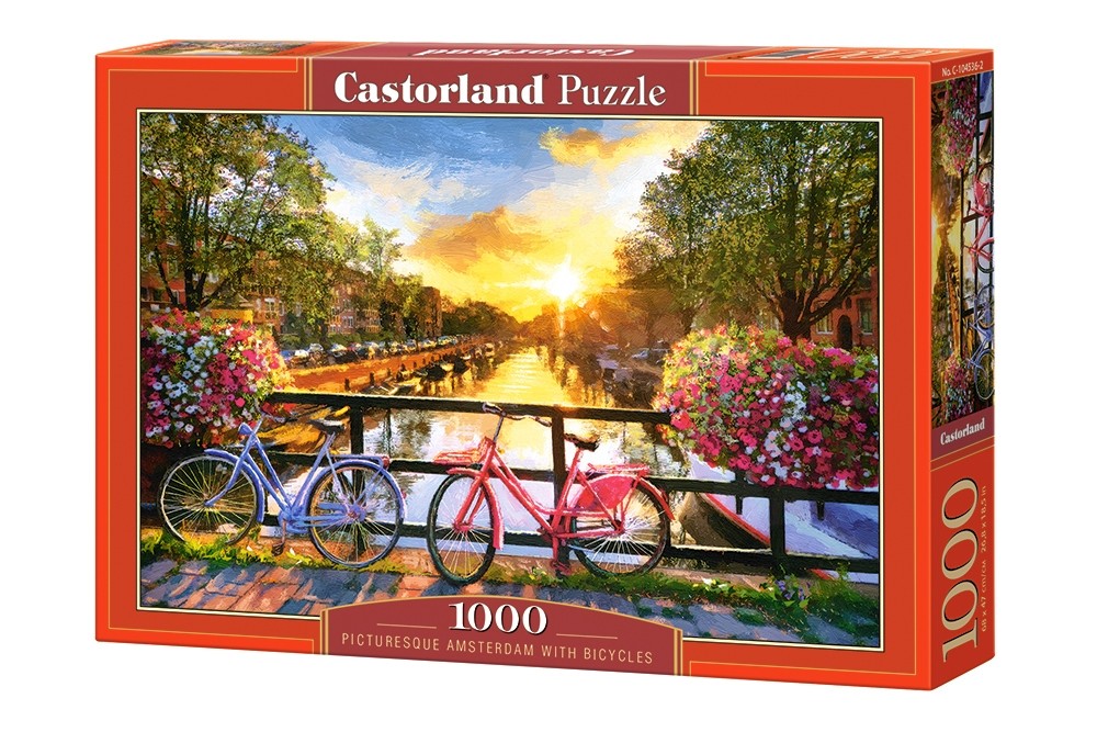 Puzzle 1000 elementów Malowniczy Amsterdam z rowerami