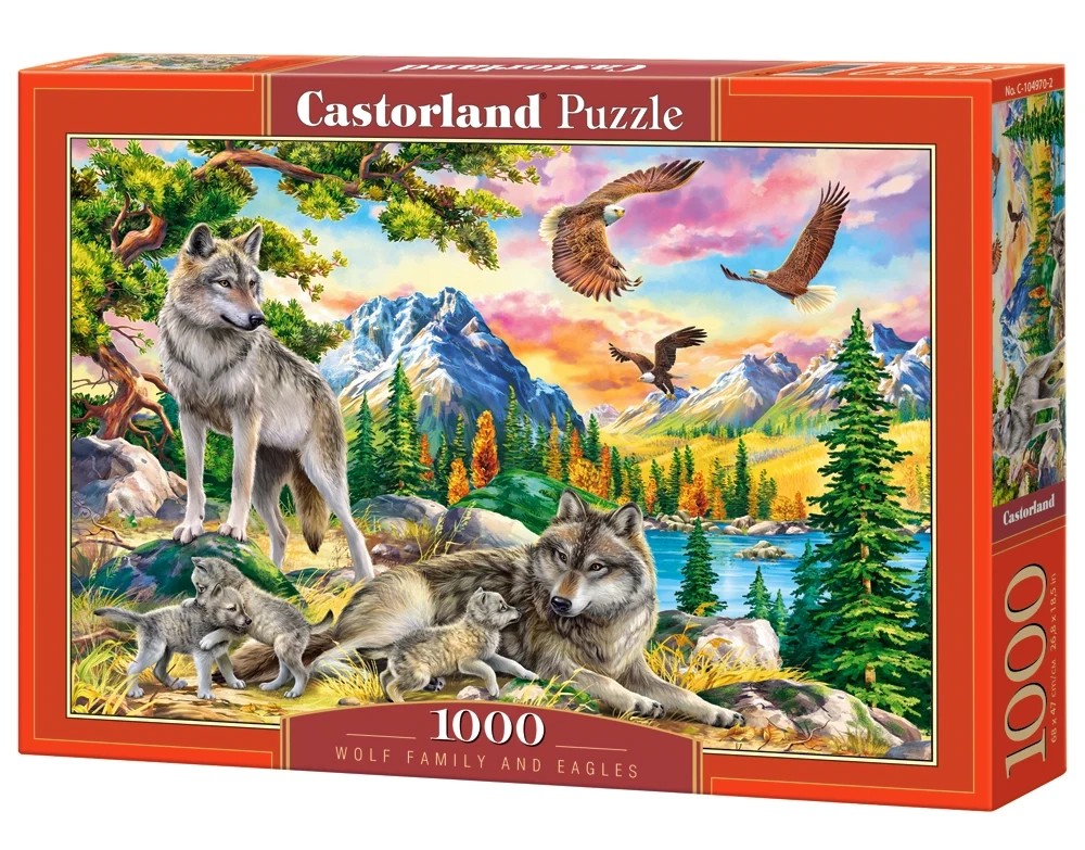Puzzle 1000 elementów Wilcza rodzina i orły