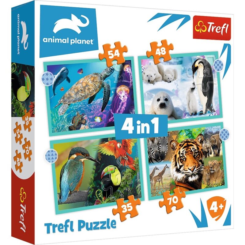 Puzzle 4w1 Tajemniczy świat zwierząt