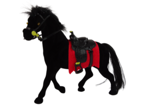 Samtfigur Schwarzes Pferd Roter Sattel