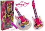 Set Kindergitarre mit Mikrofon und Brille Rosa