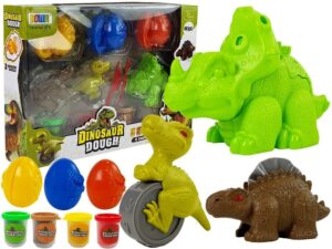 Spielteig Dinosaurier Eierform 12 Stück 4 Farben