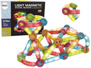 Świecące Klocki Magnetyczne Edukacyjne Zestaw 76 Elementów