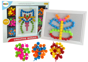 Zestaw Kreatywny Układanka Puzzle Kolorowe Grzybki Pinezki