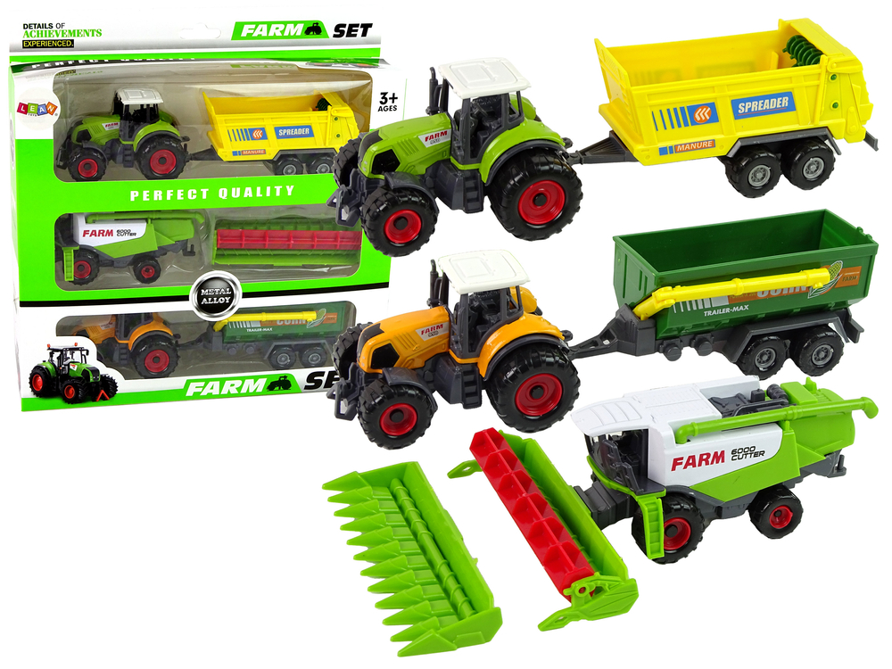 Zestaw Maszyn Rolniczych Traktory z Przyczepami i Kombajn