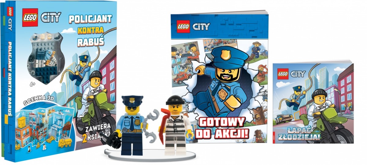Zestaw książek z klockami LEGO City. Policjant kontra rabuś