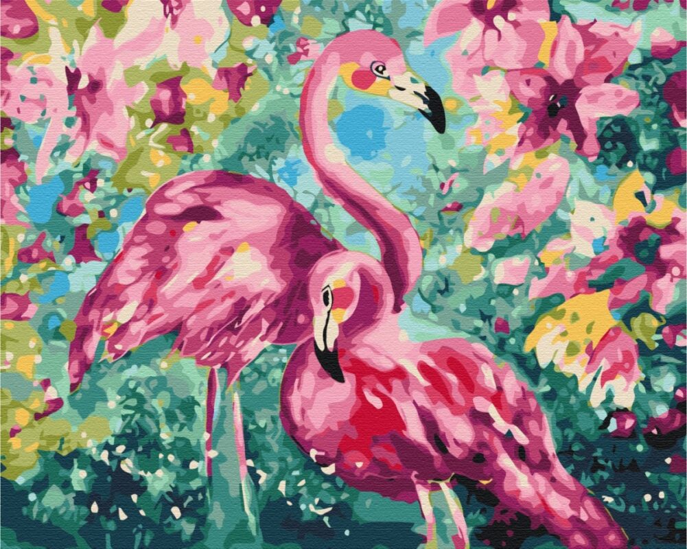 Obraz Paint it! Malowanie po numerach. Pastelowe flamingi