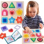 PUZZLE DREWNIANE KSZTAŁTY DOPASOWYWANIE EDUKACYJNE FIGURY MONTESSORI