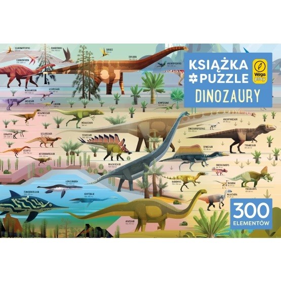 Puzzle 300 elementów + Książka - Dinozaury